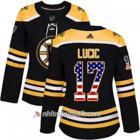 Dame Ishockey Boston Bruins Tröja Milan Lucic 17 Adidas 2017-2018 Svart USA Flag Fashion Authentic
